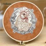 Stickdatei Chicken Button Set mit 7 Größen, Stickdatei Huhn in 3-D Optik