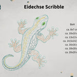 Stickdatei Eidechse Set 7 Größen, Gecko Scribble ab 10x10 - Sewando