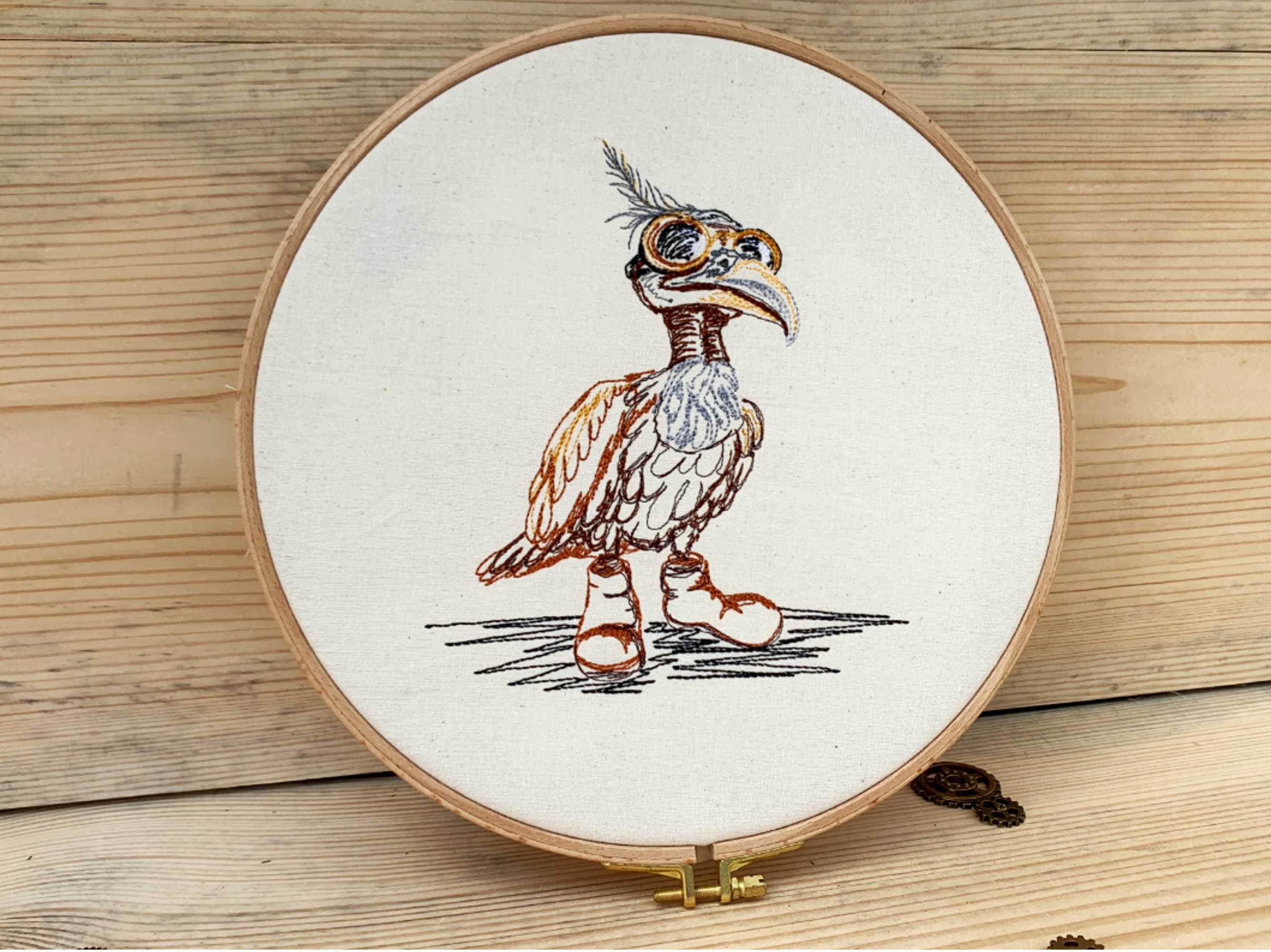 Steampunk Stickdatei Geier Quirin, Scribble in 6 Größen - Sewando