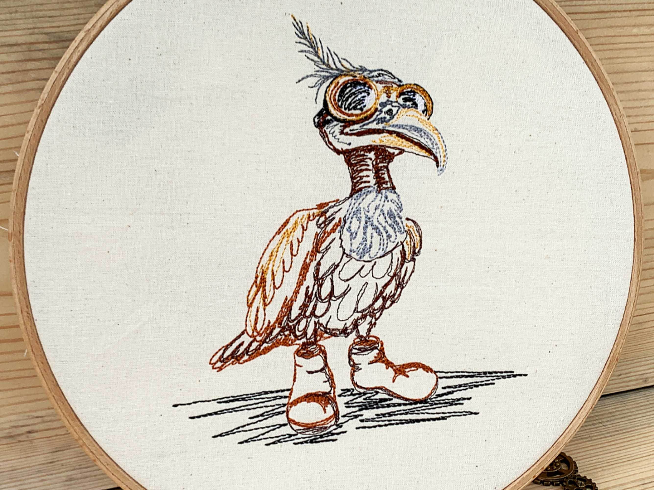 Steampunk Stickdatei Geier Quirin, Scribble in 6 Größen - Sewando