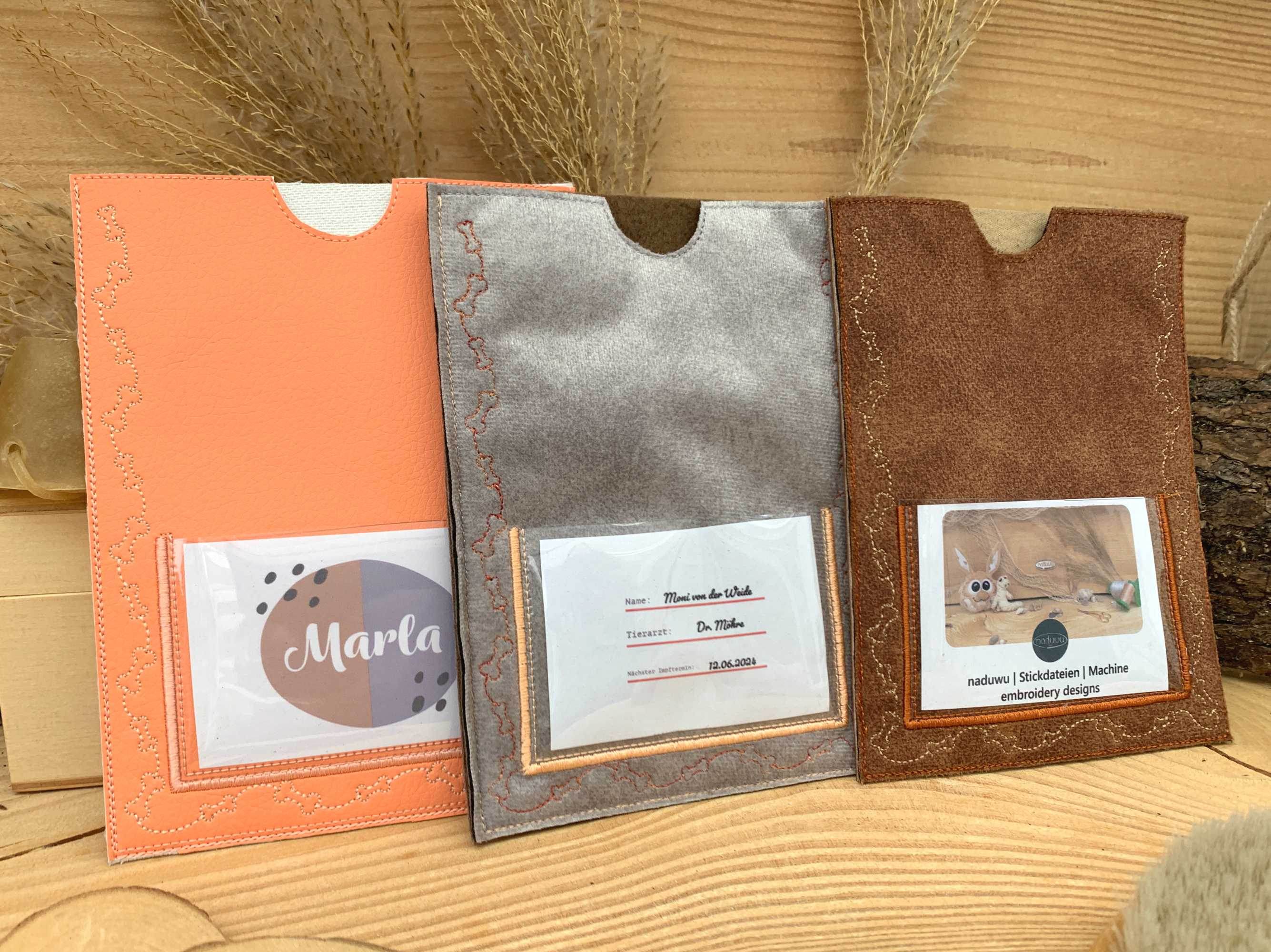 Stickdatei Impfpass Hülle 13x18 für Hunde, ITH Stickdesign - Sewando