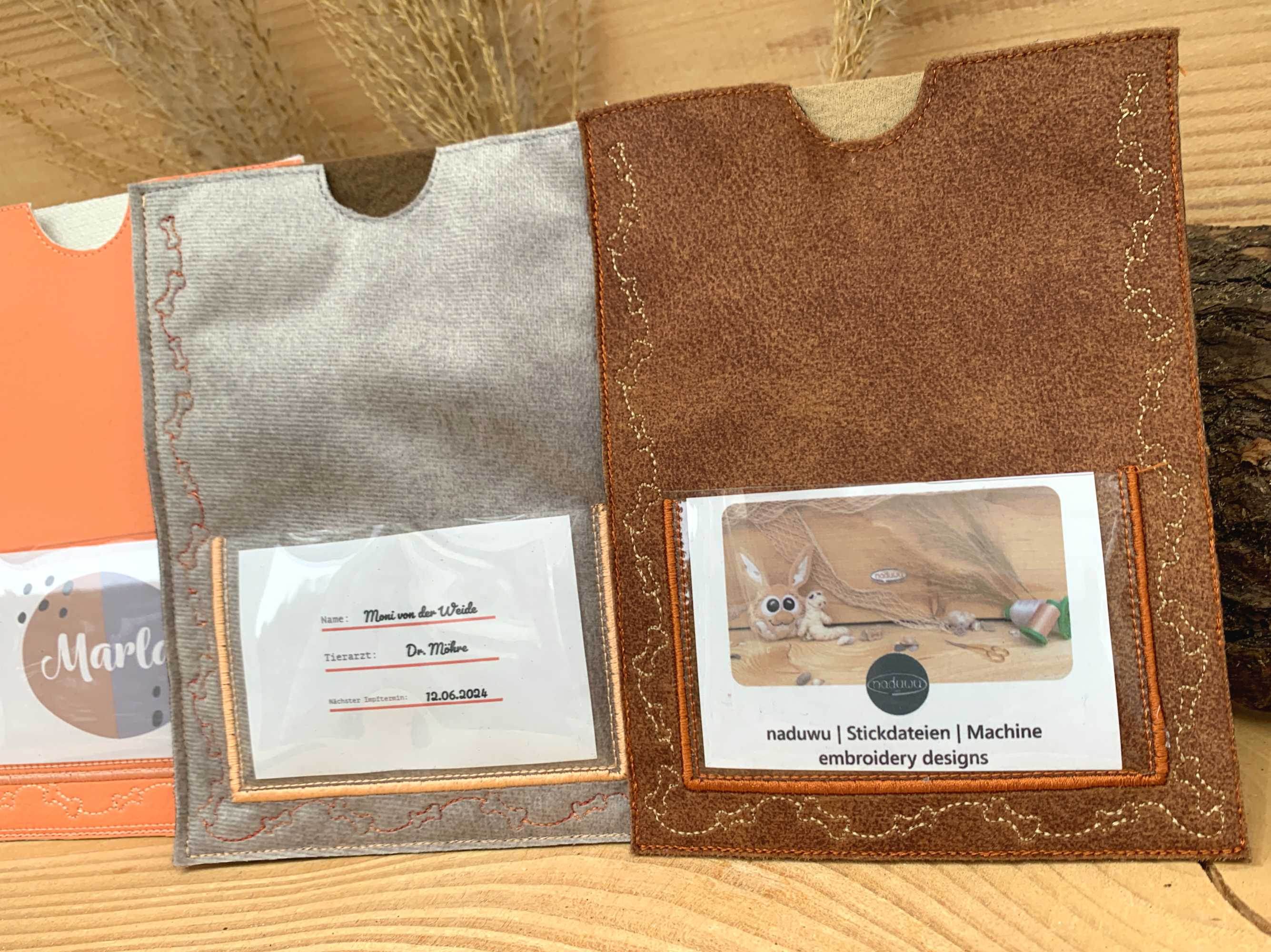 Stickdatei Impfpass Hülle 13x18 für Hunde, ITH Stickdesign - Sewando