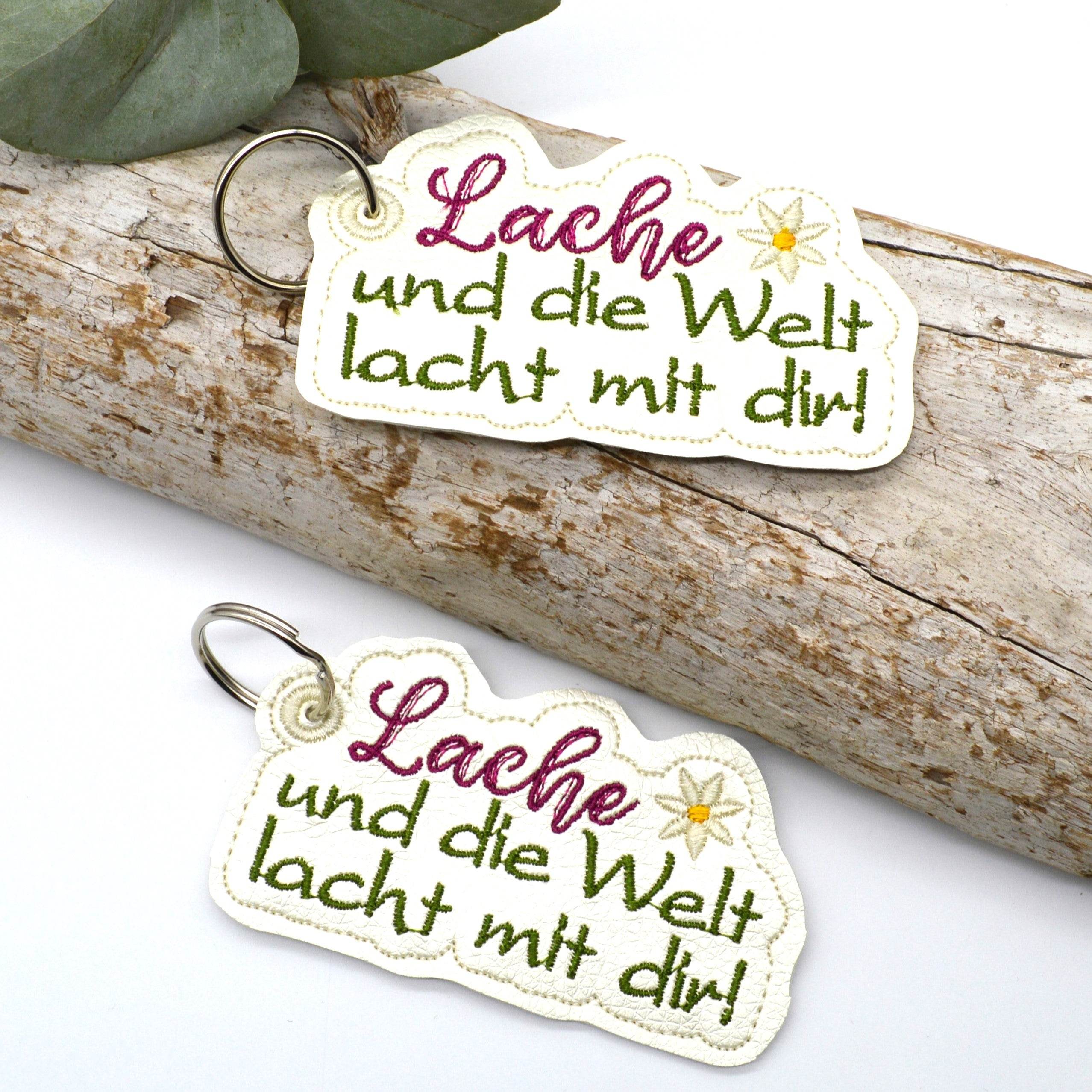 Stickdatei Lachen Anhänger ITH Schlüsselanhänger - Sewando