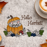 Stickdatei Herbst Maus Kürbis