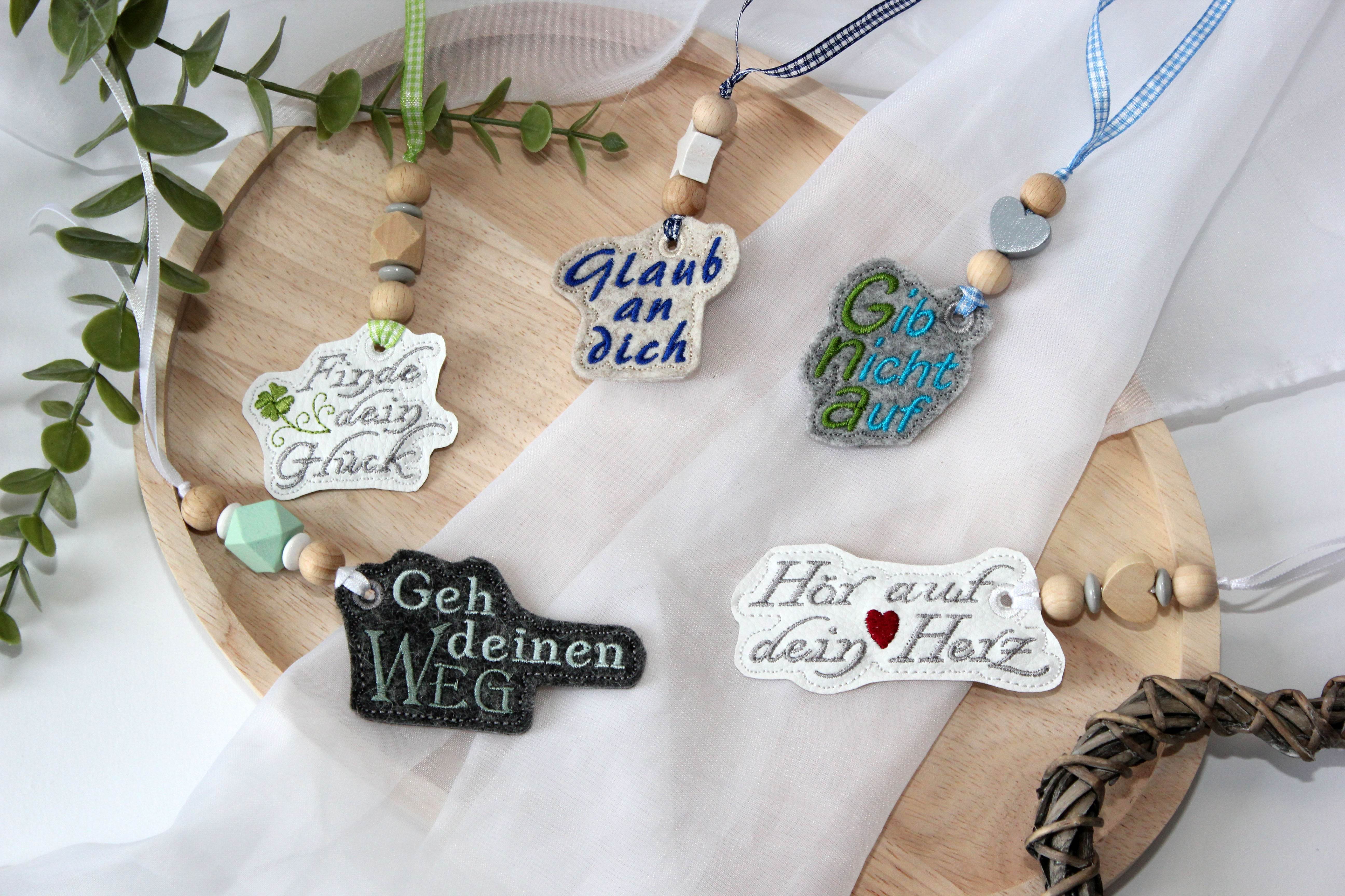 Stickdatei ITH Anhänger Spruch Sprüche SET Bundle - Sewando
