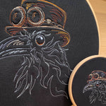 Steampunk Rabe Stickdatei, Rabenvogel Scribble in 7 Größen, Stickdesign Vogel - Sewando