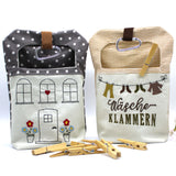 Stickdatei ITH 24x36cm  Wäscheklammersack Haus Wäscheleine mit blanko Datei