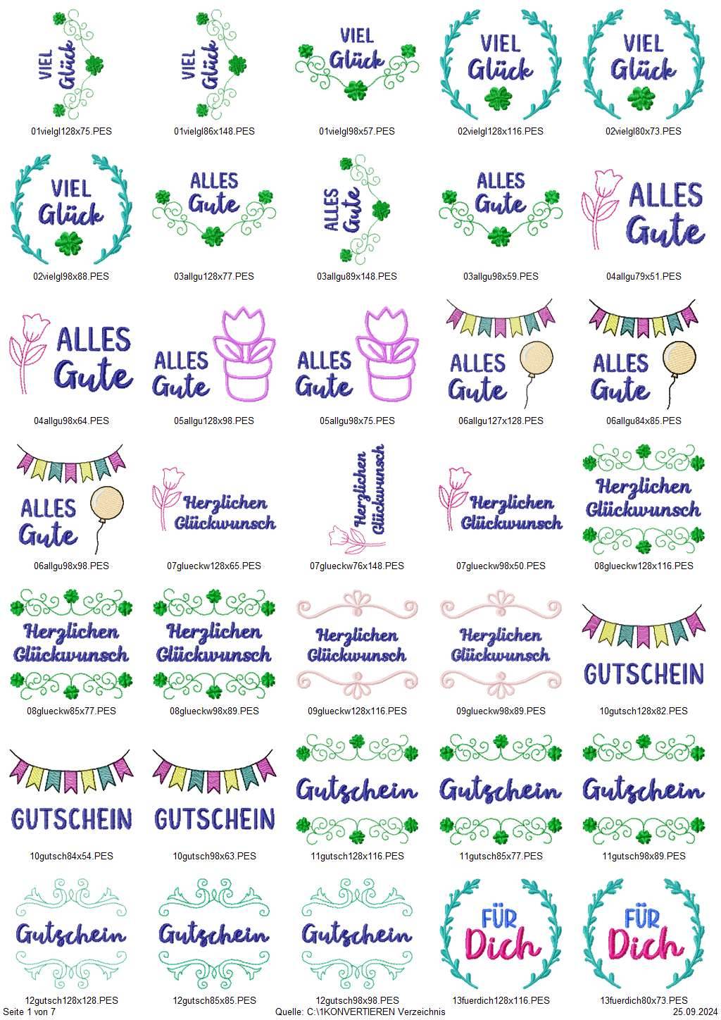 Stickdatei Set für alle Anlässe 124 Designs in verschiedenen Größen - Sewando