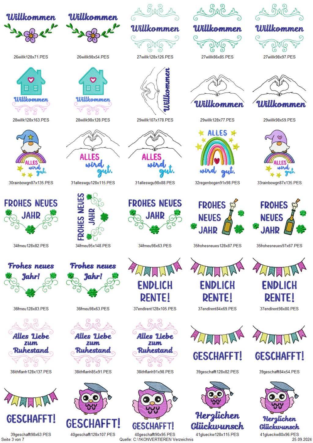 Stickdatei Set für alle Anlässe 124 Designs in verschiedenen Größen - Sewando