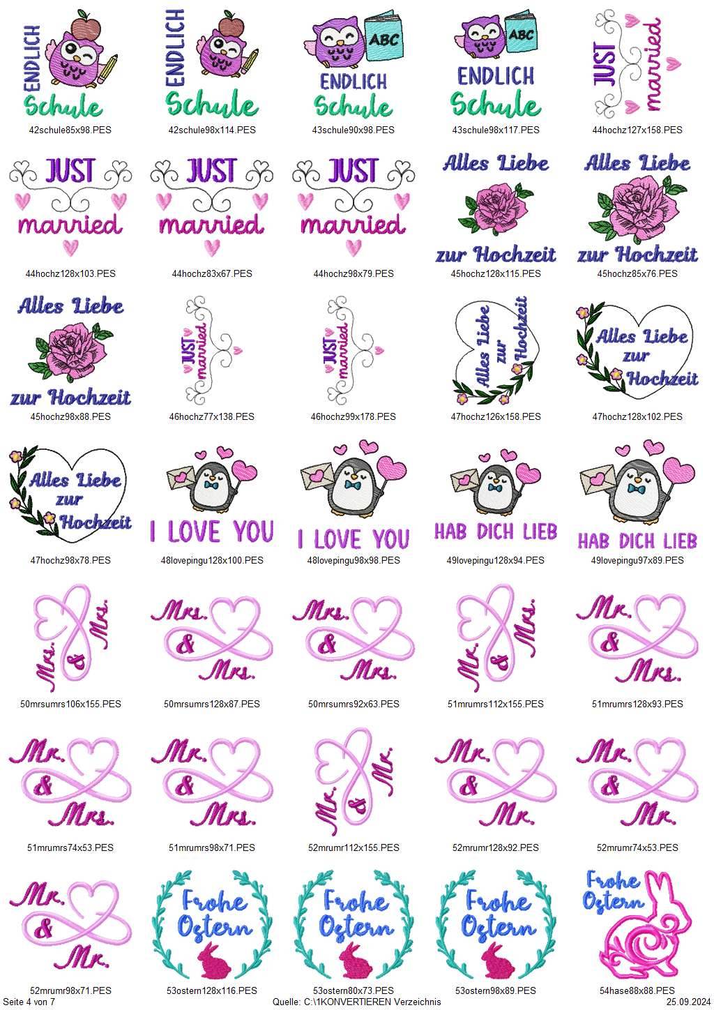 Stickdatei Set für alle Anlässe 124 Designs in verschiedenen Größen - Sewando