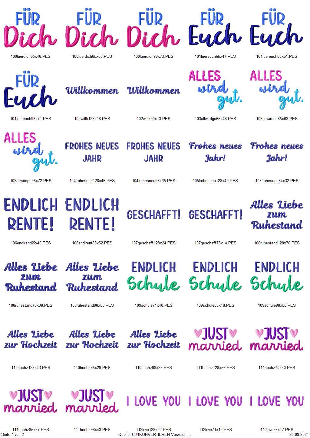 Stickdatei Set für alle Anlässe 124 Designs in verschiedenen Größen - Sewando