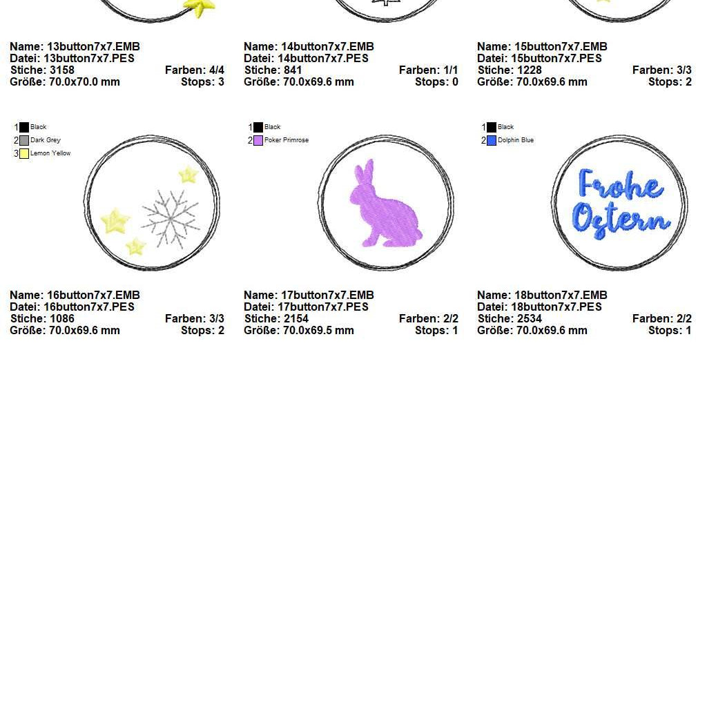 Stickdatei Set Doodle Buttons für Marmeladenglas-Hauben & Co. - Sewando