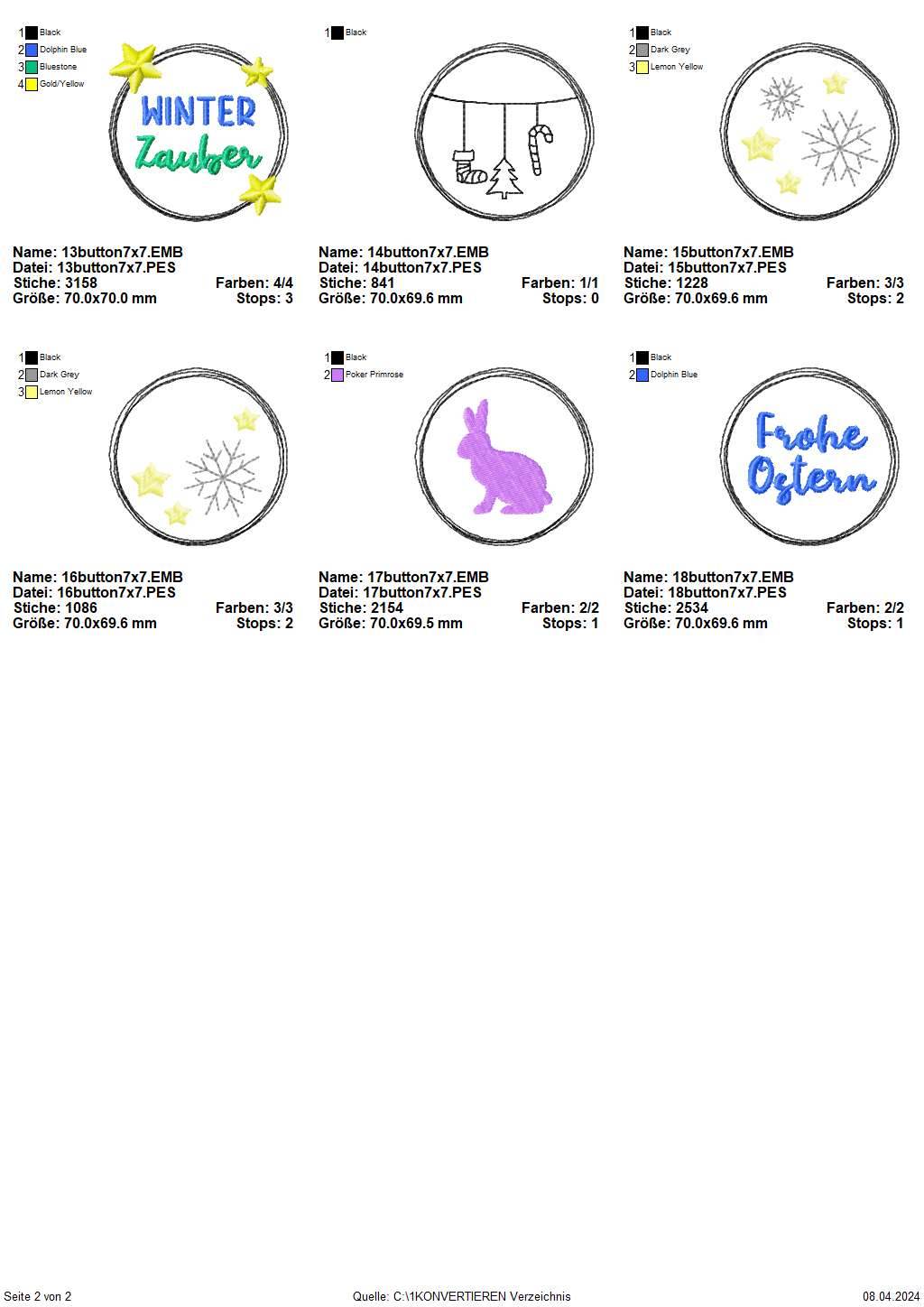Stickdatei Set Doodle Buttons für Marmeladenglas-Hauben & Co. - Sewando