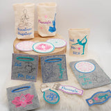 Stickdatei Set Wellness & Yoga ITH Lichtbeutel, Coaster, Mugrugs, Schlüsselanhänger, Wunscherfüller & Einzelmotive - Sewando