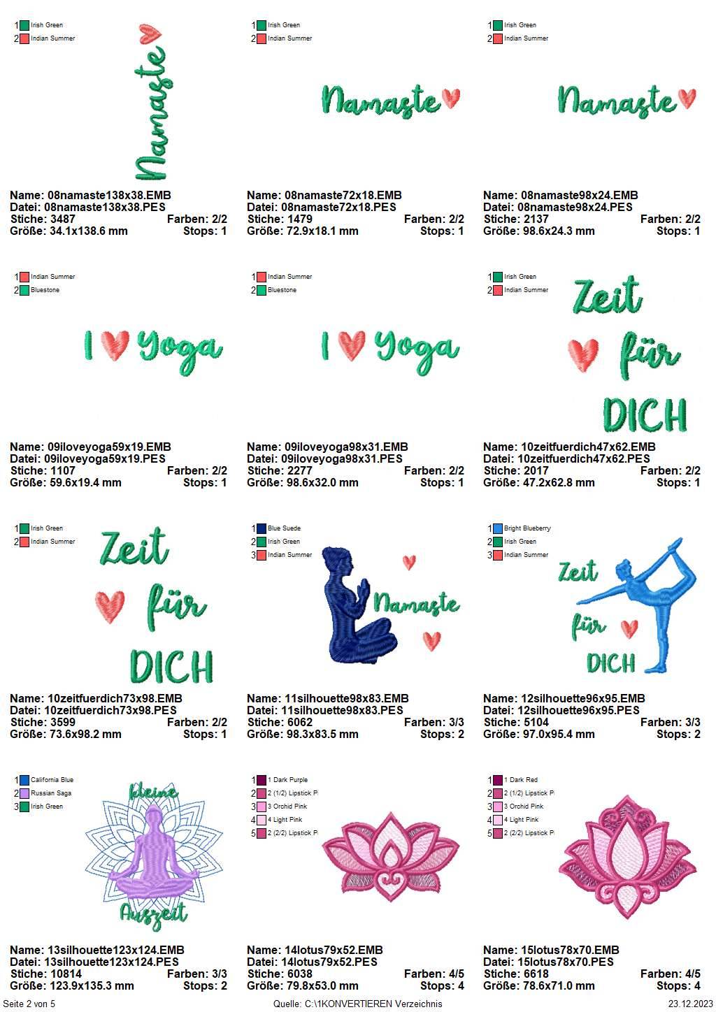 Stickdatei Set Wellness & Yoga ITH Lichtbeutel, Coaster, Mugrugs, Schlüsselanhänger, Wunscherfüller & Einzelmotive - Sewando
