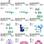 Stickdatei Set Wellness & Yoga ITH Lichtbeutel, Coaster, Mugrugs, Schlüsselanhänger, Wunscherfüller & Einzelmotive - Sewando