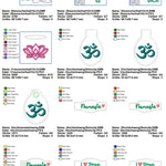 Stickdatei Set Wellness & Yoga ITH Lichtbeutel, Coaster, Mugrugs, Schlüsselanhänger, Wunscherfüller & Einzelmotive - Sewando
