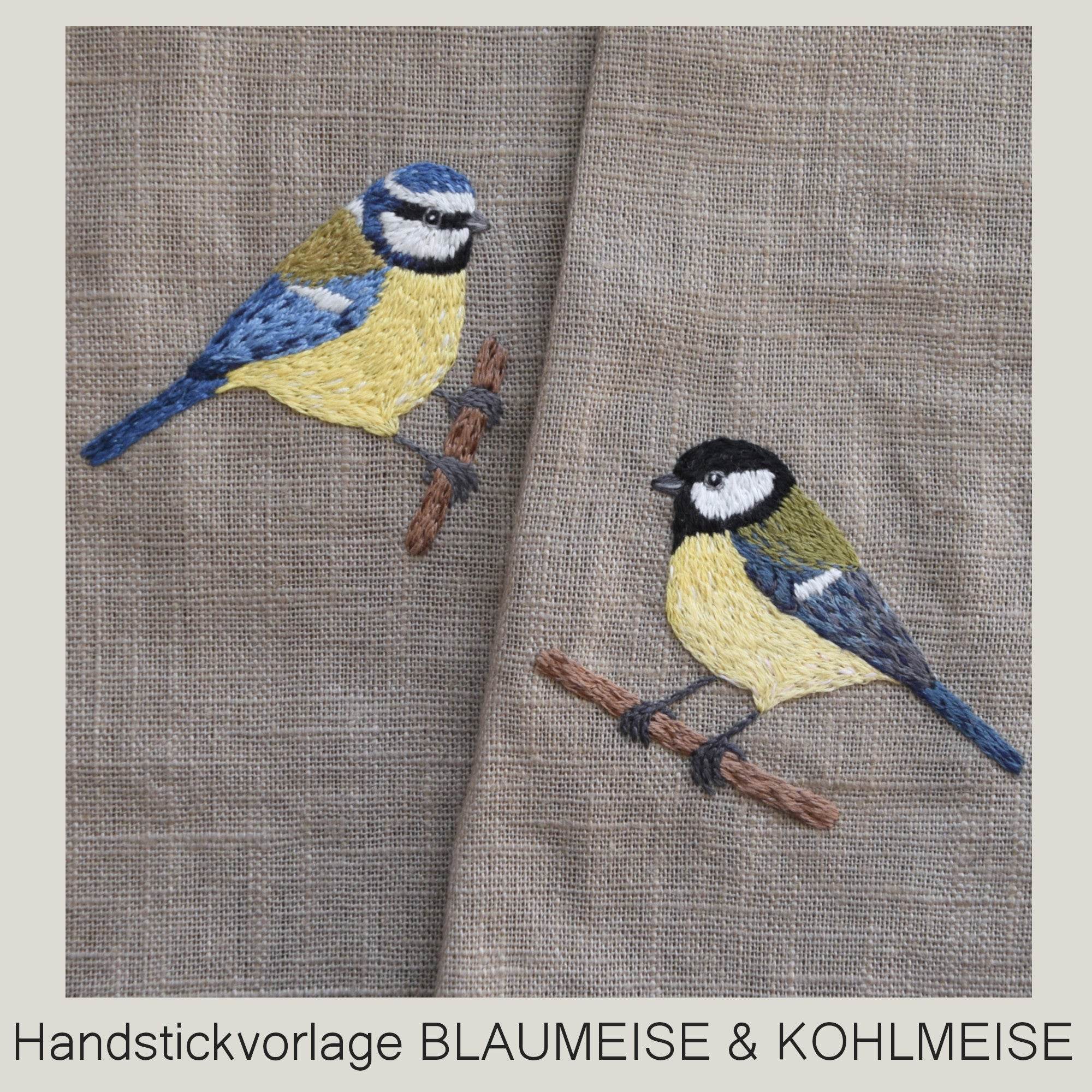 Handstickvorlage BLAUMEISE & KOHLMEISE : - Sewando