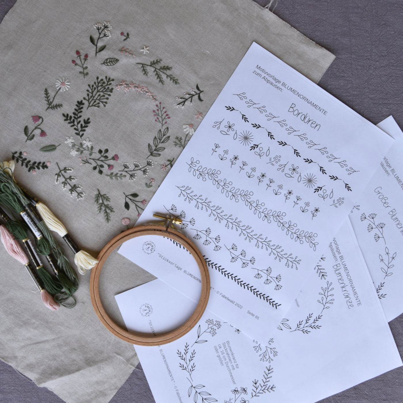 Handstickvorlage BLUMENORNAMENTE - Sewando