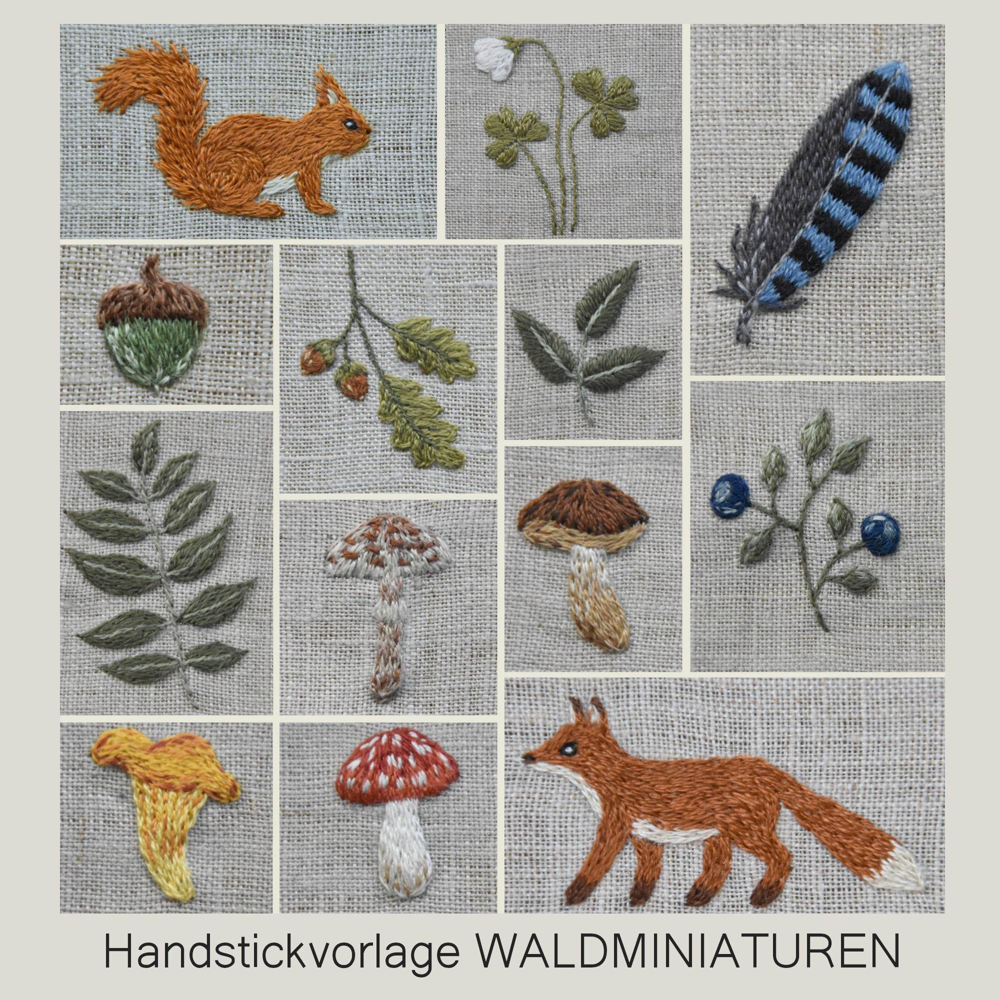 Handstickvorlage WALDMINIATUREN : - Sewando