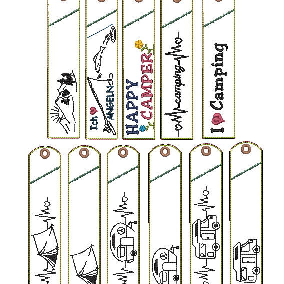 Stickdatei Camping Outdoor Etuis Stifteetui schmal für einen oder zwei Kugelschreiber - Sewando