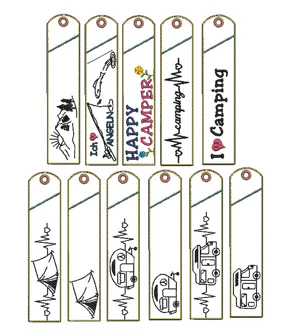 Stickdatei Camping Outdoor Etuis Stifteetui schmal für einen oder zwei Kugelschreiber - Sewando