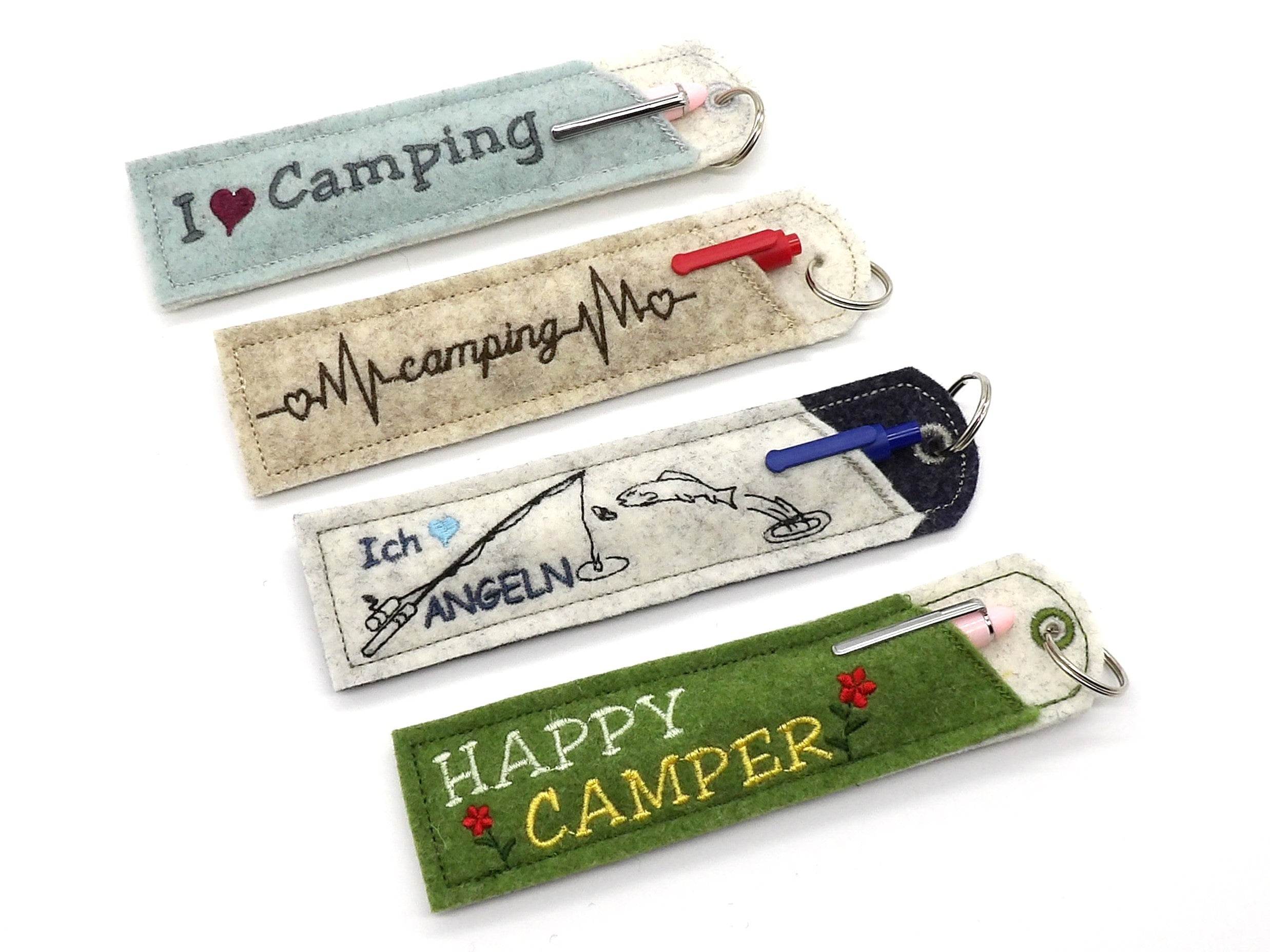 Stickdatei Camping Outdoor Etuis Stifteetui schmal für einen oder zwei Kugelschreiber - Sewando