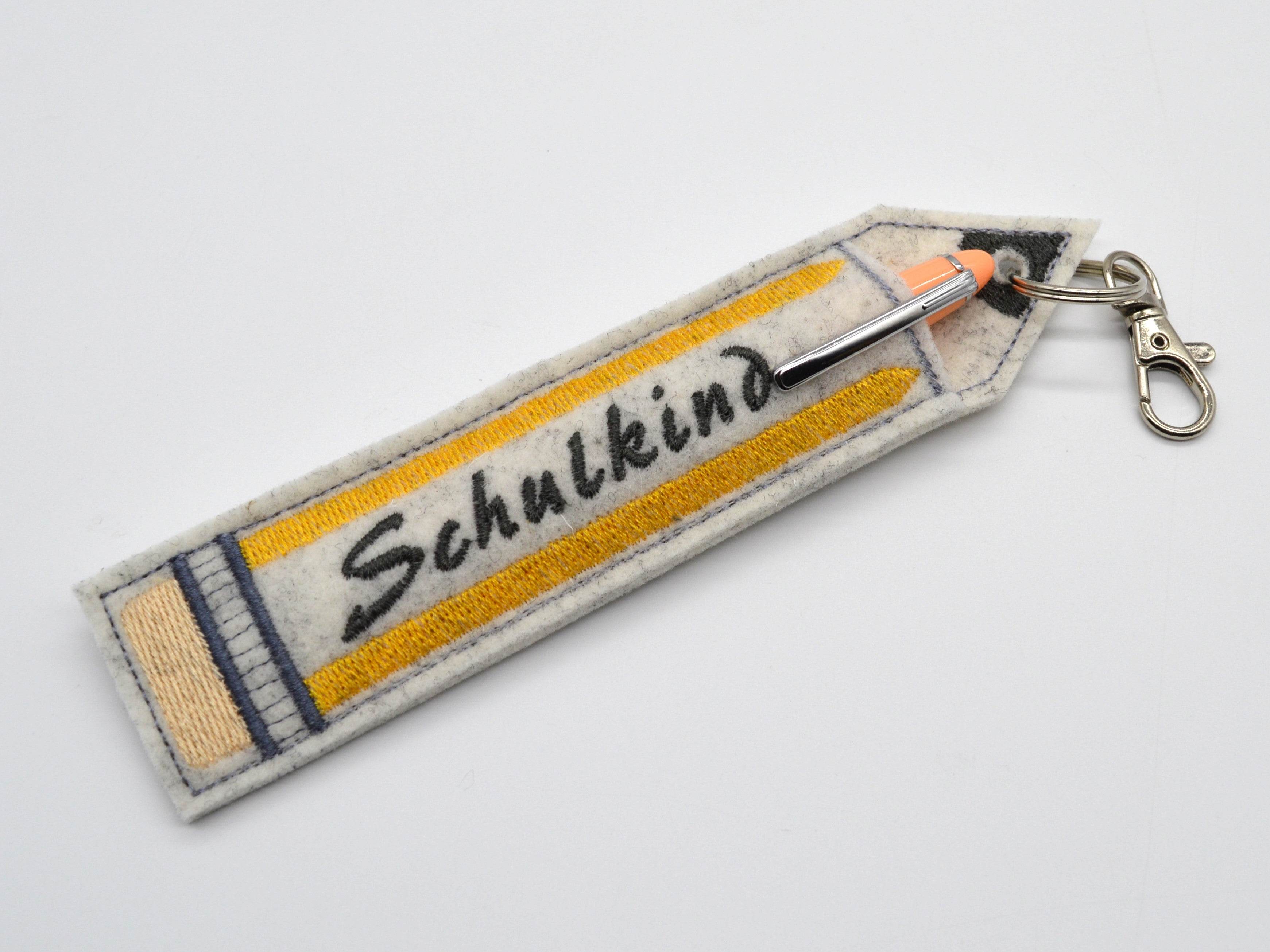 Stickdatei Schulanfang Stifteetui schmal für einen oder zwei Kugelschreiber - Sewando