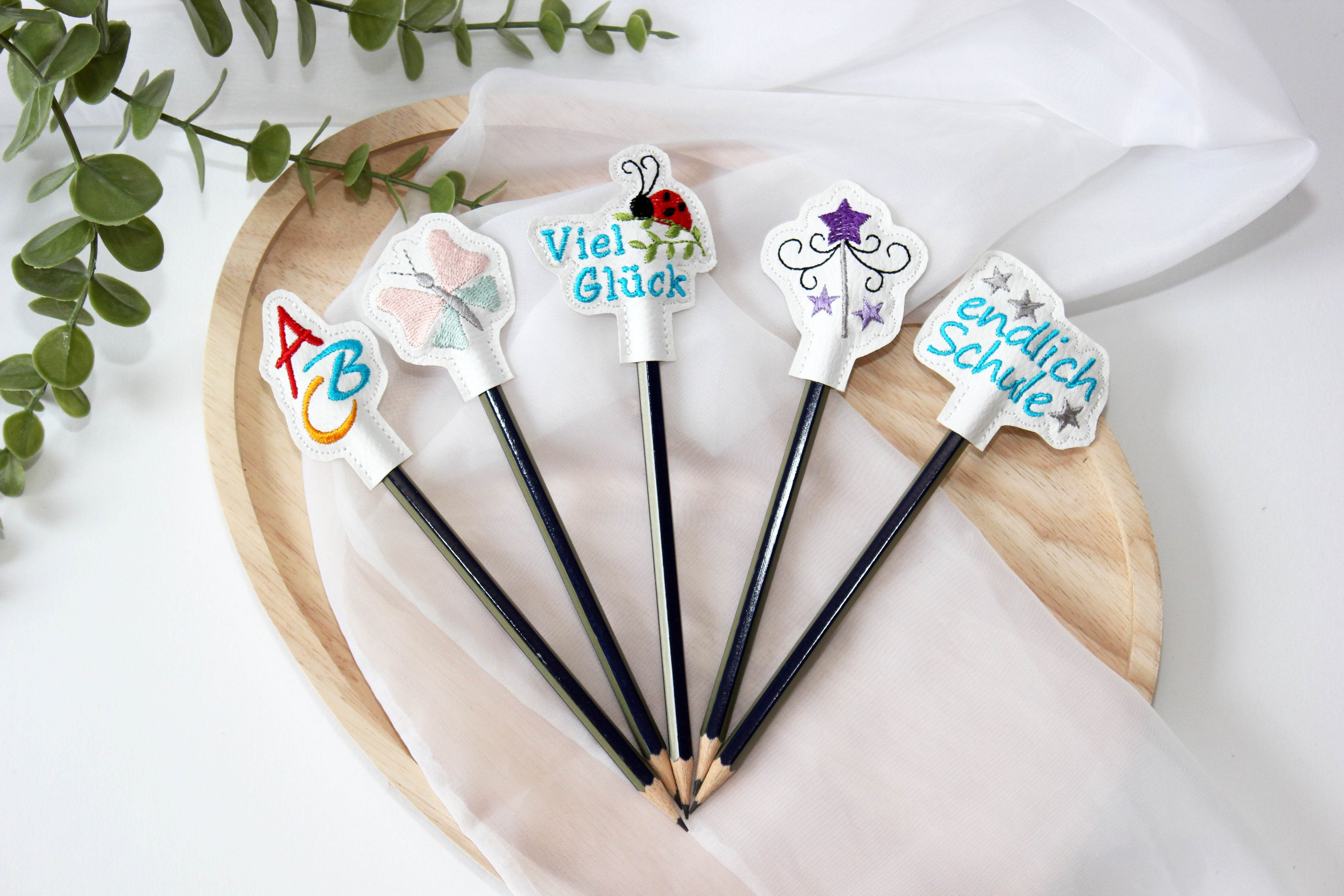 Stickdatei Topper Stiftetopper Schulanfang Motive - Sewando