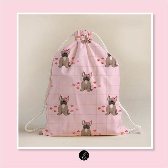 Stoffdesign – Nahtloses Muster mit süßer französischer Bulldogge auf rosa - Sewando