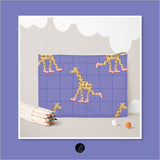 Stoffdesign – Giraffe auf Rollschuhen blau - Sewando