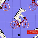 Stoffdesign – Zebra auf dem Fahrrad blau - Sewando