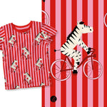 Stoffdesign – Zebra auf dem Fahrrad rot - Sewando