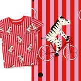Stoffdesign – Zebra auf dem Fahrrad rot - Sewando
