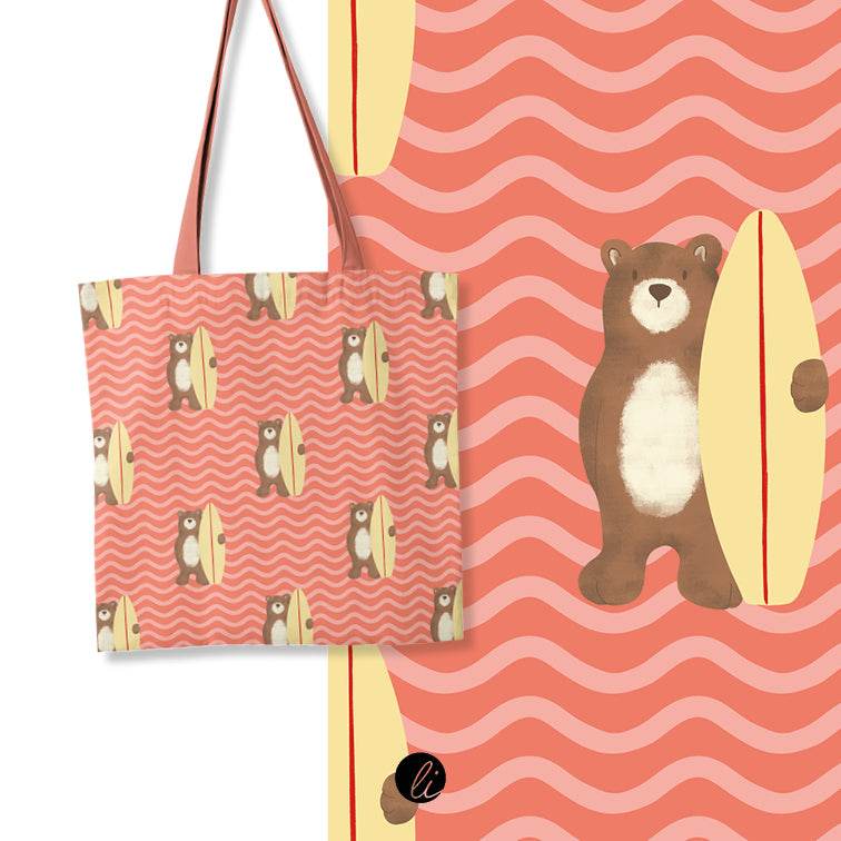 Stoffdesign – Surferbär orange - Sewando