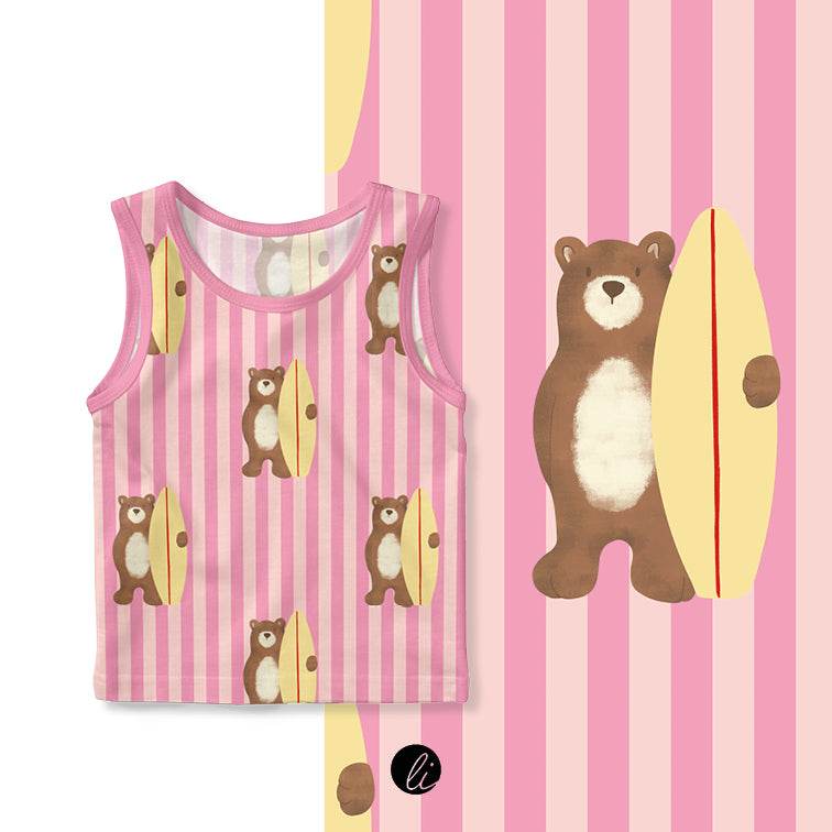 Stoffdesign – Surferbär Rosa - Sewando