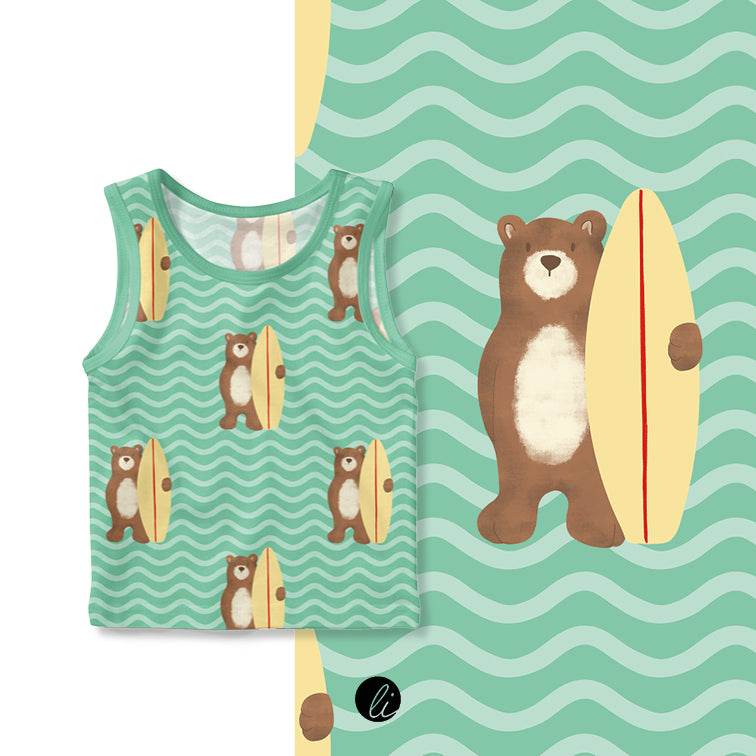 Stoffdesign – Surferbär türkis - Sewando