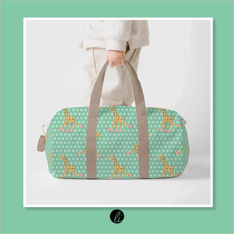 Stoffdesign – Giraffe auf Rollschuhen türkis - Sewando