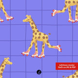 Stoffdesign – Giraffe auf Rollschuhen blau - Sewando