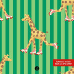 Stoffdesign – Giraffe auf Rollschuhen grün - Sewando