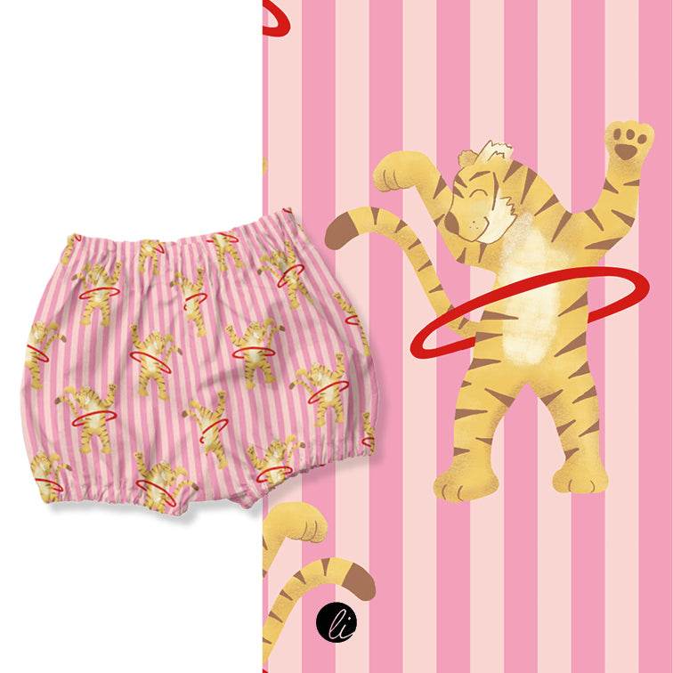 Stoffdesign – Tiger mit Hula-Hoop-Reifen rosa - Sewando