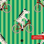 Stoffdesign – Zebra auf dem Fahrrad grün - Sewando
