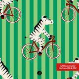 Stoffdesign – Zebra auf dem Fahrrad grün - Sewando