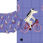 Stoffdesign – Zebra auf dem Fahrrad blau - Sewando