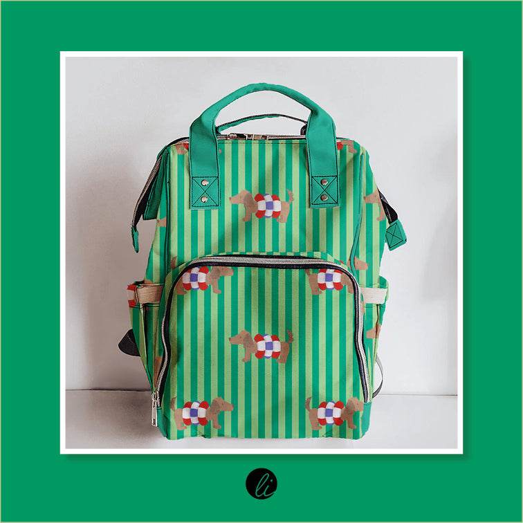 Stoffdesign – Dackel mit Schwimmreifen grün - Sewando