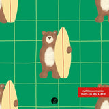 Stoffdesign – Surferbär grün - Sewando
