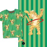 Stoffdesign – Tiger mit Hula-Hoop-Reifen grün - Sewando