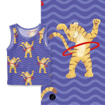 Stoffdesign – Tiger mit Hula-Hoop-Reifen blau - Sewando