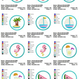 Stickdatei Set Sommer Patches Aufnäher (mit u. ohne Klett), ITH Schlüsselanhänger & Einzelmotive - Sewando