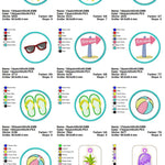 Stickdatei Set Sommer Patches Aufnäher (mit u. ohne Klett), ITH Schlüsselanhänger & Einzelmotive - Sewando